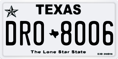 TX license plate DRO8006