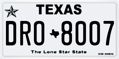 TX license plate DRO8007