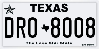 TX license plate DRO8008