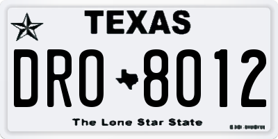 TX license plate DRO8012