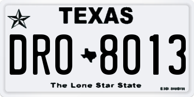 TX license plate DRO8013