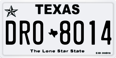 TX license plate DRO8014