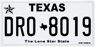 TX license plate DRO8019