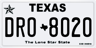 TX license plate DRO8020