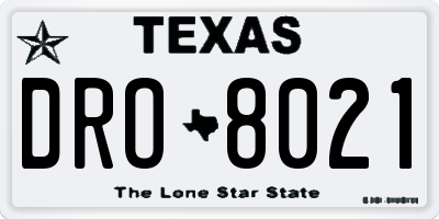 TX license plate DRO8021