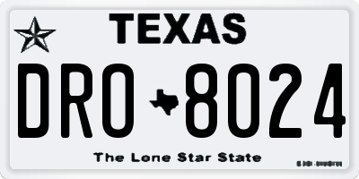 TX license plate DRO8024