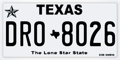 TX license plate DRO8026