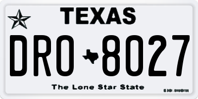 TX license plate DRO8027