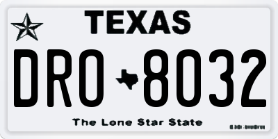 TX license plate DRO8032