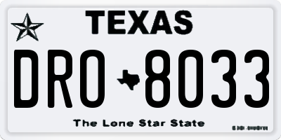 TX license plate DRO8033