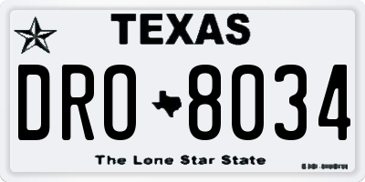 TX license plate DRO8034