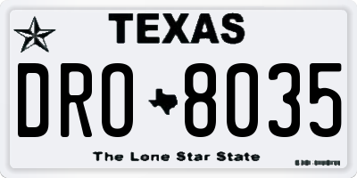 TX license plate DRO8035