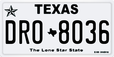 TX license plate DRO8036