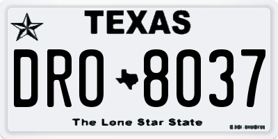 TX license plate DRO8037
