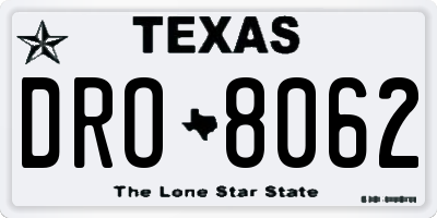 TX license plate DRO8062