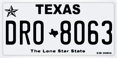 TX license plate DRO8063