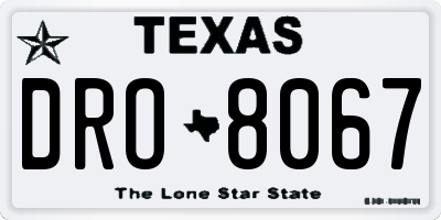 TX license plate DRO8067
