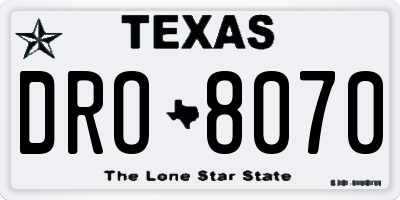 TX license plate DRO8070