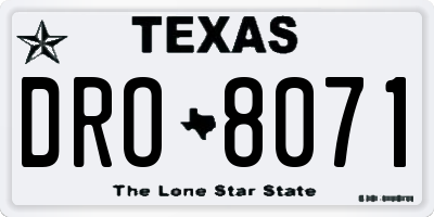 TX license plate DRO8071