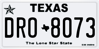 TX license plate DRO8073