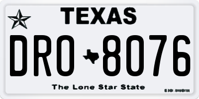 TX license plate DRO8076