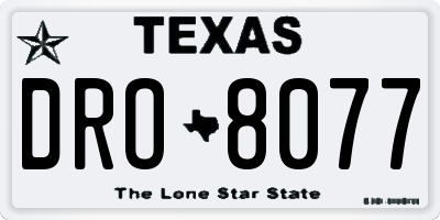 TX license plate DRO8077