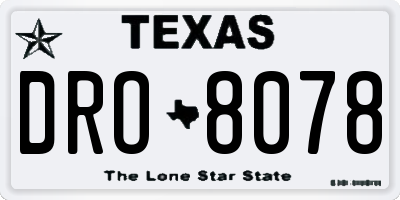 TX license plate DRO8078