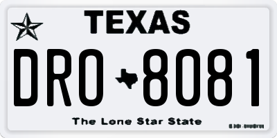 TX license plate DRO8081