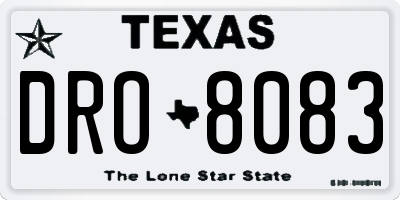 TX license plate DRO8083