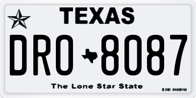TX license plate DRO8087