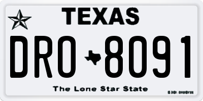 TX license plate DRO8091