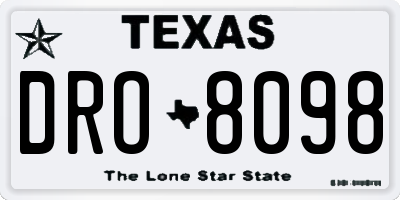 TX license plate DRO8098