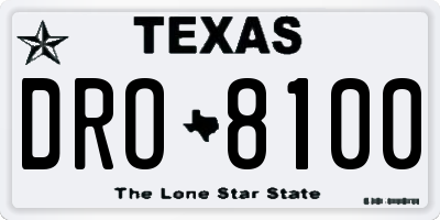 TX license plate DRO8100