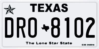 TX license plate DRO8102