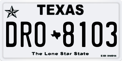 TX license plate DRO8103