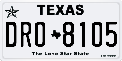 TX license plate DRO8105