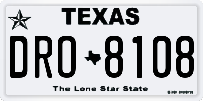 TX license plate DRO8108