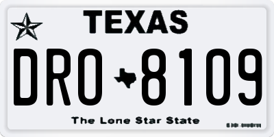 TX license plate DRO8109