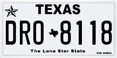 TX license plate DRO8118