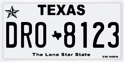 TX license plate DRO8123