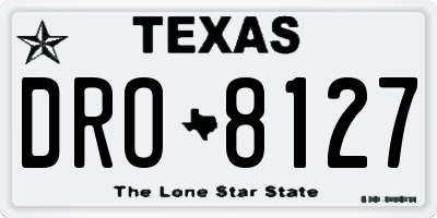 TX license plate DRO8127