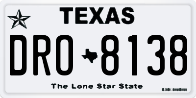 TX license plate DRO8138