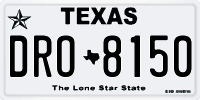 TX license plate DRO8150
