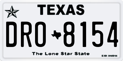 TX license plate DRO8154
