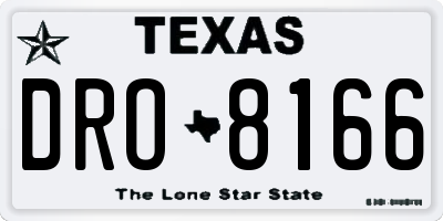 TX license plate DRO8166