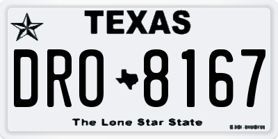 TX license plate DRO8167