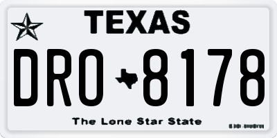 TX license plate DRO8178