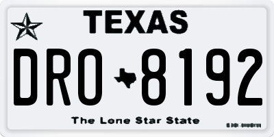 TX license plate DRO8192
