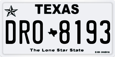 TX license plate DRO8193