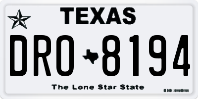 TX license plate DRO8194